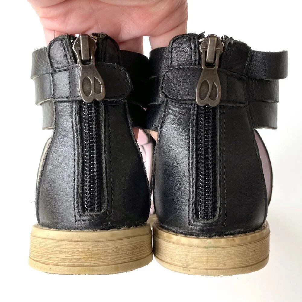 Billowy Girls Black Leather Gladiator Sandals EU 33 US 2